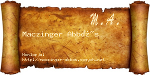 Maczinger Abbás névjegykártya